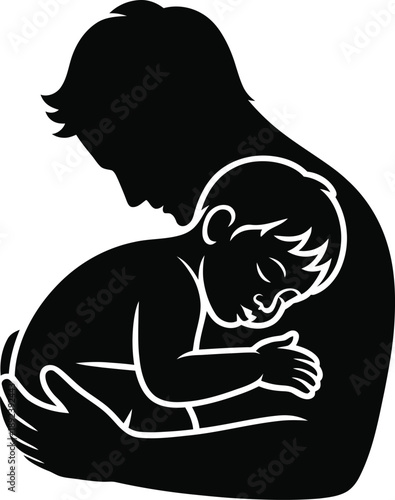 Loving Father Embracing Child Silhouette