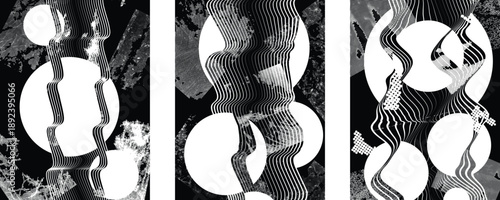 Glitch distorted geometric shape . Noise destroyed logo . Trendy cyber punk poster . Glitched frame .Grunge textured . Distressed effect .Vector shapes with a halftone dots screen print texture.