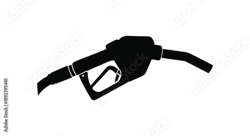 A striking black and white image depicts a gas pump nozzle in a dramatic minimalist style silhouette high quality professional
