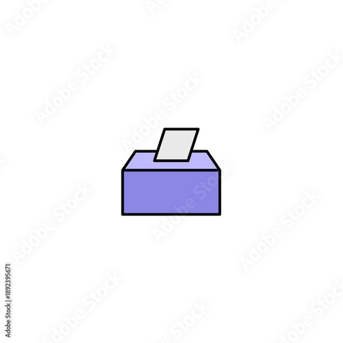 Ballot paper inside voting box, simple election illustration