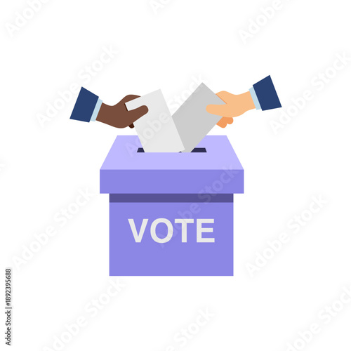 Diverse hands voting together, inclusive election flat illustration