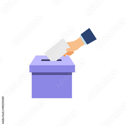 Hand placing ballot into box, minimal voting flat illustration