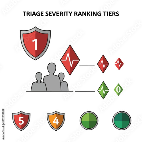 Triage Severity Ranking Tiers Medical Icons.