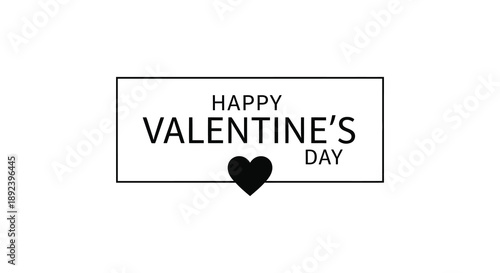 A rectangular valentine s day card with the text happy valentine s day and a black heart silhouette high quality professional detailed
