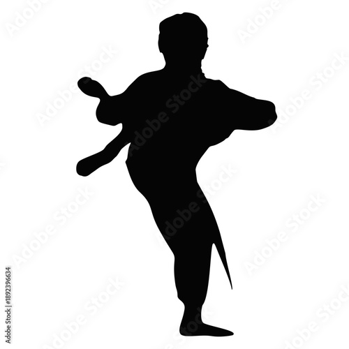 Silhouette of a Karateka Practicing Karate