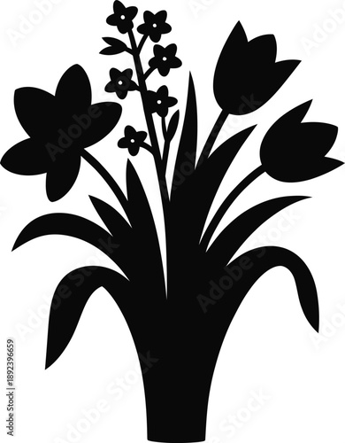 Elegant Spring Floral Bouquet Silhouette