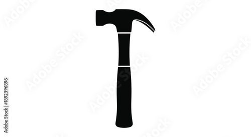 A stark black silhouette depicts a classic claw hammer showcasing its functional design and essential tool shape silhouette high quality