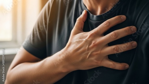 Wallpaper Mural Man holding his chest due to heart attack. Concept of pain, suffering and disease. Medical emergency and health issue. Torontodigital.ca