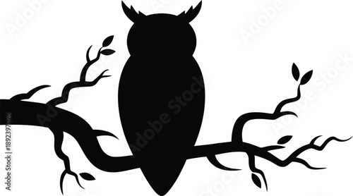 Wise Owl Silhouette On Branch