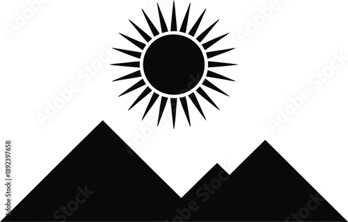 Minimalist Sun and Mountain Landscape