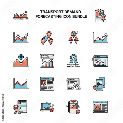 Transport Demand Forecasting Icon Set Collection.