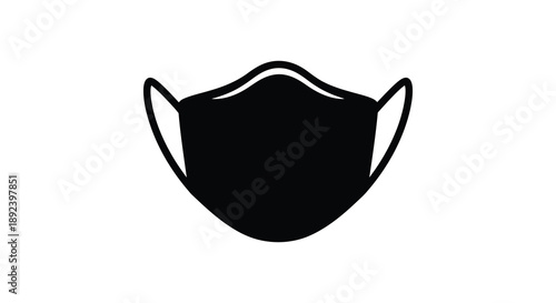 A stark black silhouette of a protective face mask representing health safety and modern preventative measures silhouette high quality professional