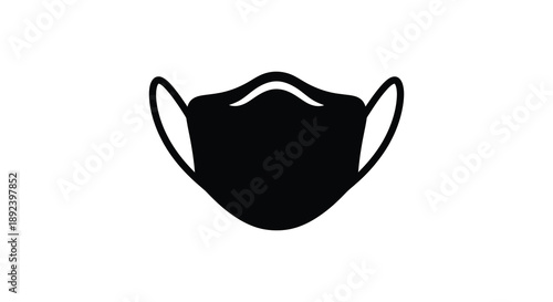 A stark black silhouette depicts a protective face mask emphasizing health safety and modern preventative measures silhouette high quality professional