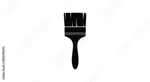 A stark black silhouette of a paintbrush stands prominently against a bright white background a simple artistic representation silhouette