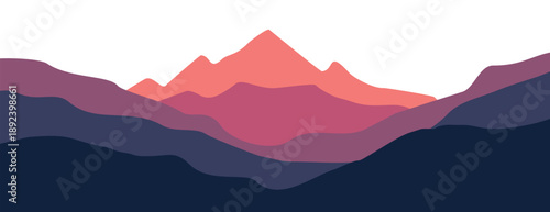 Stunning minimalist mountain landscape with vibrant colors