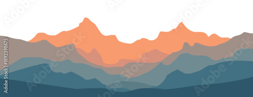 flat vector Vibrant mountain landscape with colorful layered peaks