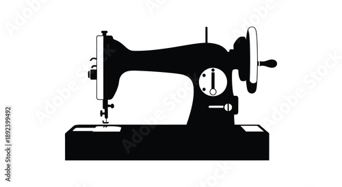 A striking black silhouette depicts a vintage sewing machine showcasing its classic design and functionality as a craft tool silhouette