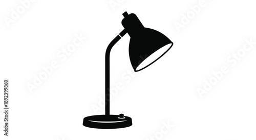 A minimalist depiction of a classic desk lamp showcasing its sleek design and functional form presented as a silhouette