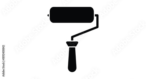 A minimalist depiction of a black paint roller against a white background showcasing a simple design silhouette high quality professional