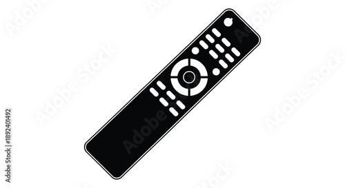 A minimalist depiction of a modern television remote control showcasing button layouts and sleek design silhouette high quality professional detailed