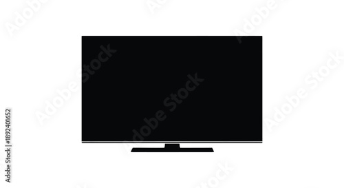 A stark black rectangular television set is centrally positioned against a bright white background showcasing a modern silhouette high quality