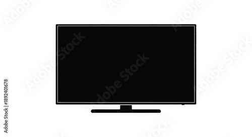 A minimalist depiction of a modern flat screen television on a white background presented as a striking silhouette high quality