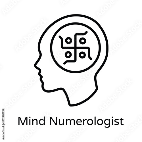 Mind Numerologist Vector Outline icons style Illustration. EPS 10 File