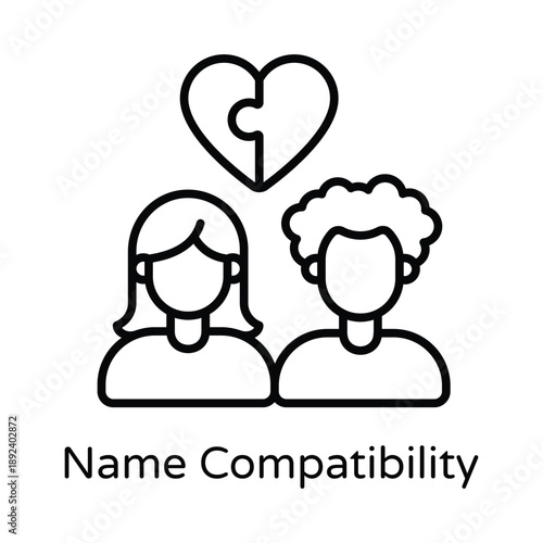 Name Compatibility Vector Outline icons style Illustration. EPS 10 File