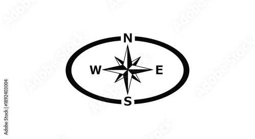 A classic black compass rose design displays cardinal directions with a bold outer ring creating a striking silhouette high quality