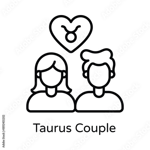 Taurus Couple Vector Outline icons style Illustration. EPS 10 File