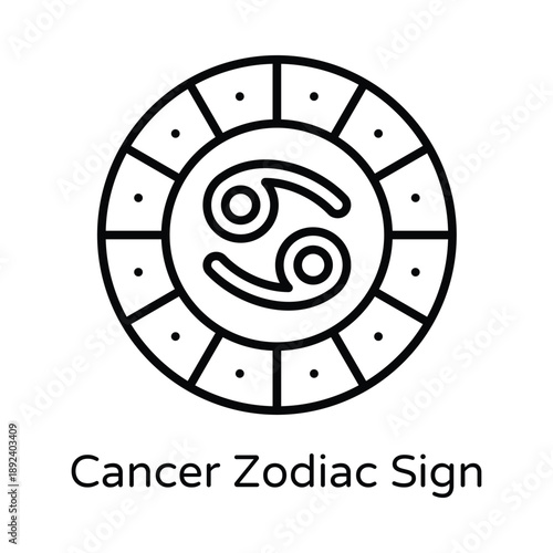 Cancer Zodiac Sign Vector Outline icons style Illustration. EPS 10 File