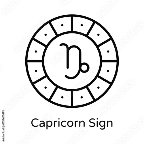 Capricorn Sign Vector Outline icons style Illustration. EPS 10 File