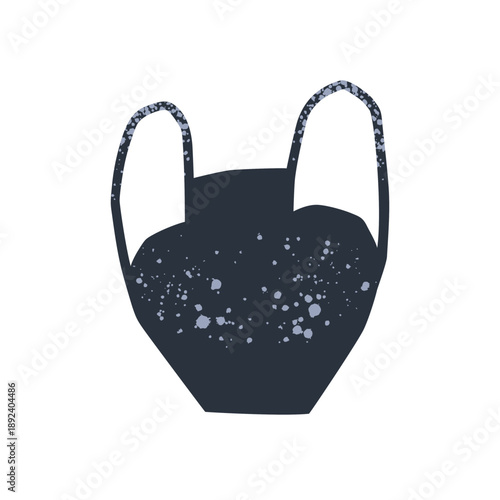 Ceramic vase design. Modern erthenware, ceramics art. Handmade handcrafted shape, doodle splash pattern, rough texture. Pottery, edgy style. Flat vector illustration isolated on white background