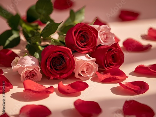 Wallpaper Mural Romantic Red and Blush Roses Arrangement for Valentine’s Day Celebration.  Torontodigital.ca