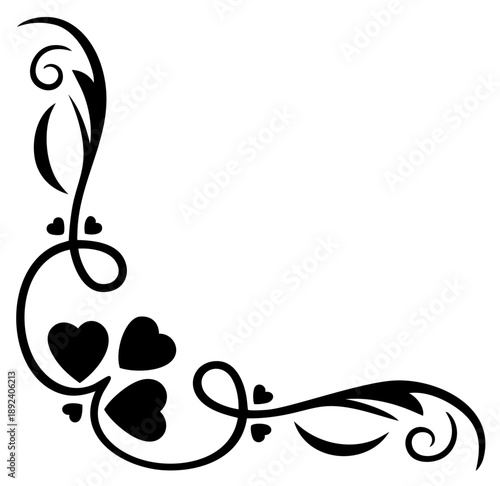 Romantic heart swirl corner decoration for Valentine’s Day frames