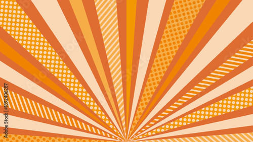 オレンジ色の可愛いラジアル線の背景グラフィック