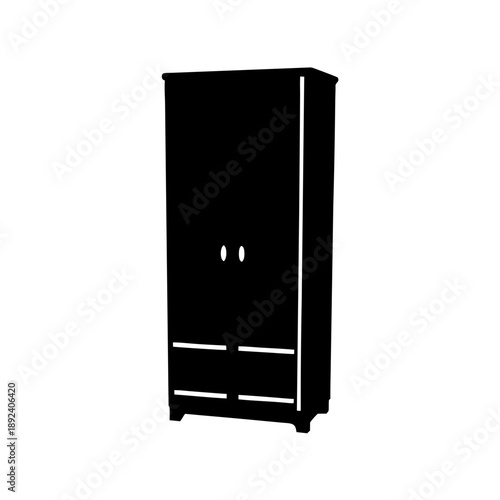 Modern black wardrobe with drawers