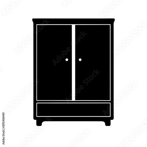 Modern black wardrobe with glass doors
