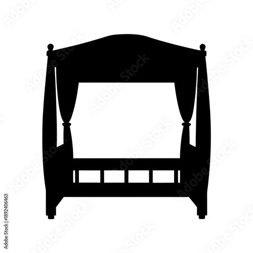 Antique wooden bed with canopy