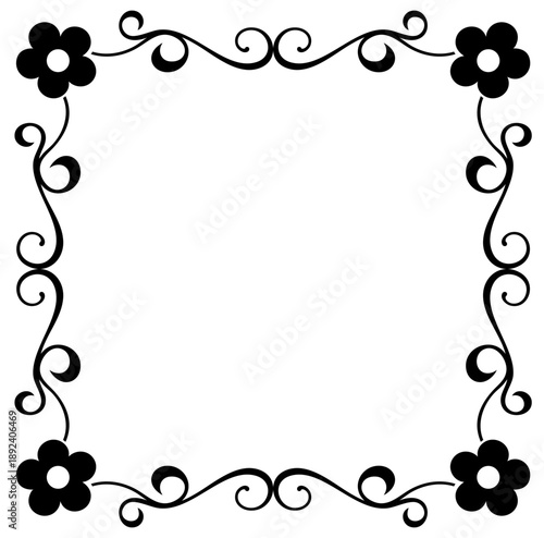 Valentine floral frame with small flowers and decorative curls