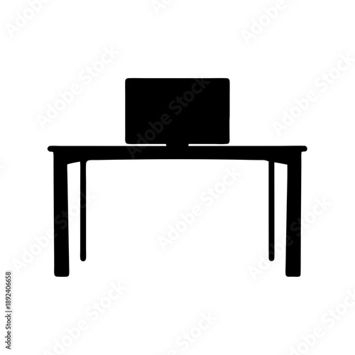 Simple wooden desk with laptop