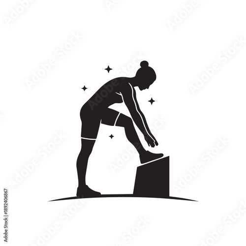 Vector silhouette of a person stretching before workout, fitness warm-up.