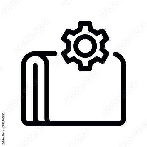 Instruction Manual Icon with Mechanical Cogwheel for Settings