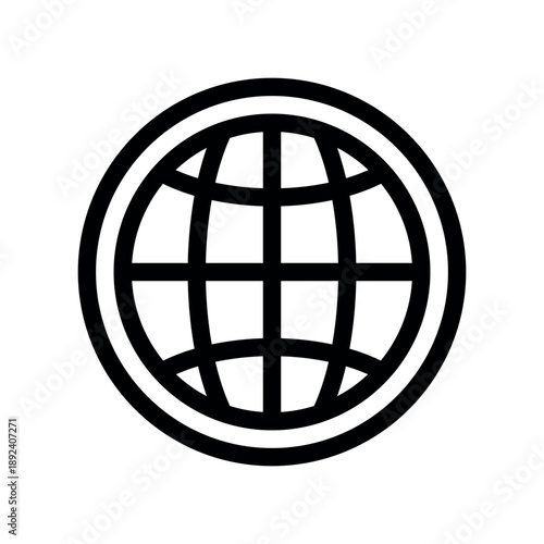 Stylized Globe Icon Enclosed in a Circular Border Frame