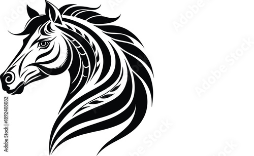 Wallpaper Mural Abstract horse head design with swirling lines on transparent background silhouette Torontodigital.ca