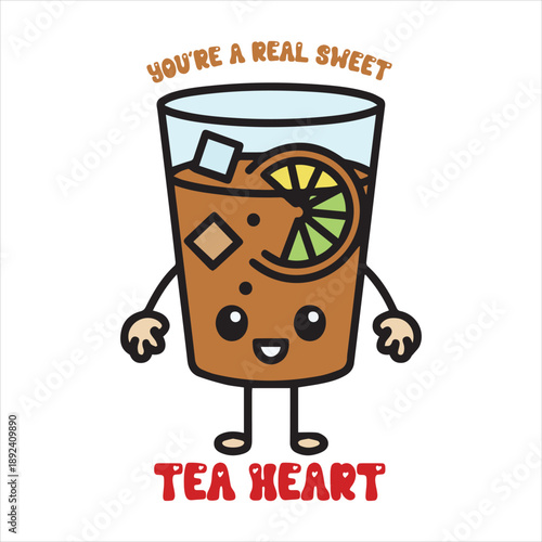 Adorable Sweet Tea Glass Cartoon Illustration
