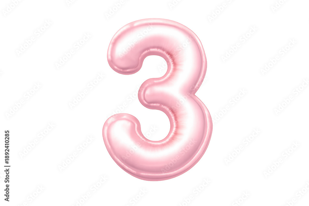 Fototapeta premium Pink three number 3d foil balloon