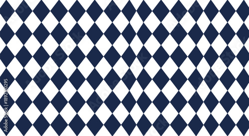 Navy Blue and White Diamond Seamless Pattern Geometric Harlequin Background Repeating Argyle Style Vector Illustration