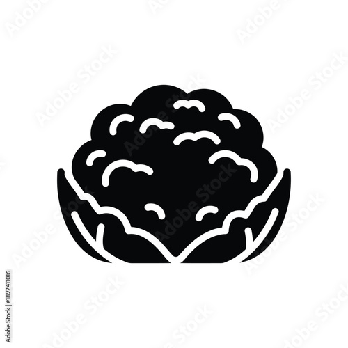 Black cauliflower icon on white background