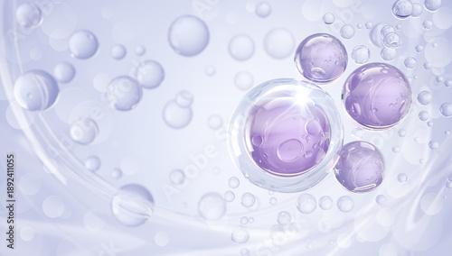 cosmetic moisturizer water molecule, Cosmetic Essence, Liquid bubble, 3d rendering